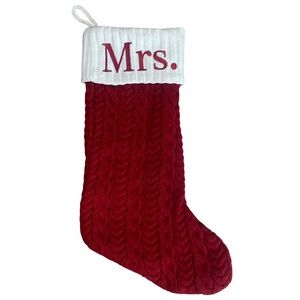 St. Nicholas Square Red Cable Knit Mrs. Monogram Stocking
